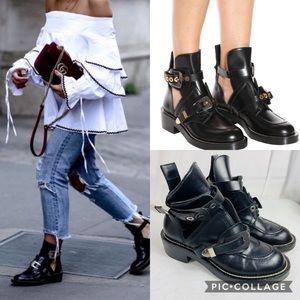 Balenciaga Ceinture Leather Derby Boots 